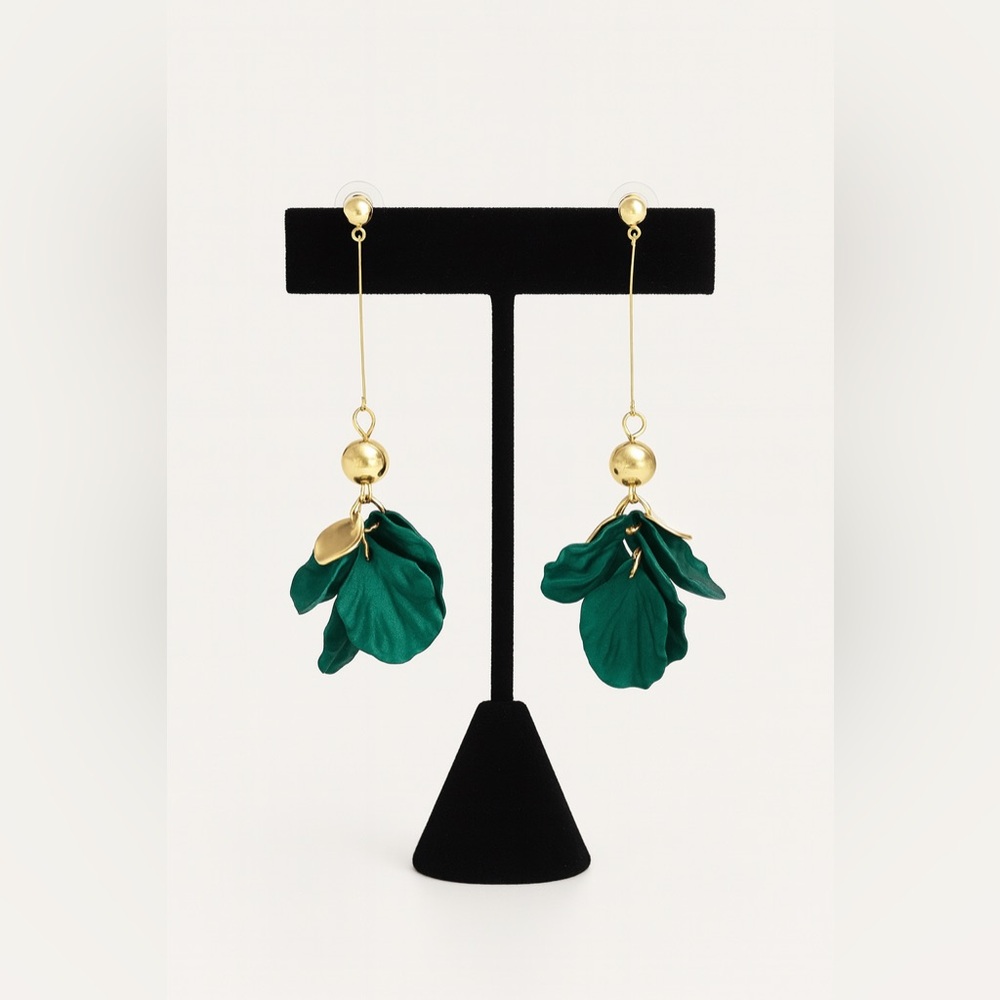 Torrid- Gold and Green Leaf Drop Earrings